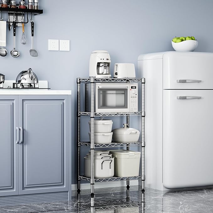 M MZG 1000 lbs 4 Tier Shelf Metal Storage Shelves Wire Rack Closet Organizers with PP Board for Garage Kitchen Bathroom Laundry Chrome 11.8" D x 21.7" W x 39.5" H - Image 4