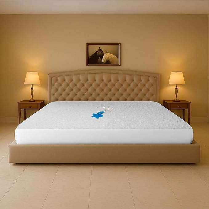 SGI Bedding Waterproof Family XL 144" x 84" Extra Large Bed Mattress Pad Cover, 18" Deep Pocket, Soft Noiseless & Breathable Fitted Sheet Style Mattress Protector – White