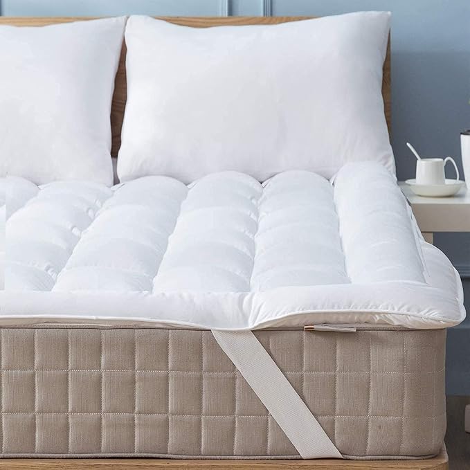 Ultra Soft Twin Mattress Topper - Cloud-Like Mattress Pad for Back Pain Relief - Breathable Cooling Material for Hot Sleepers, Dark White
