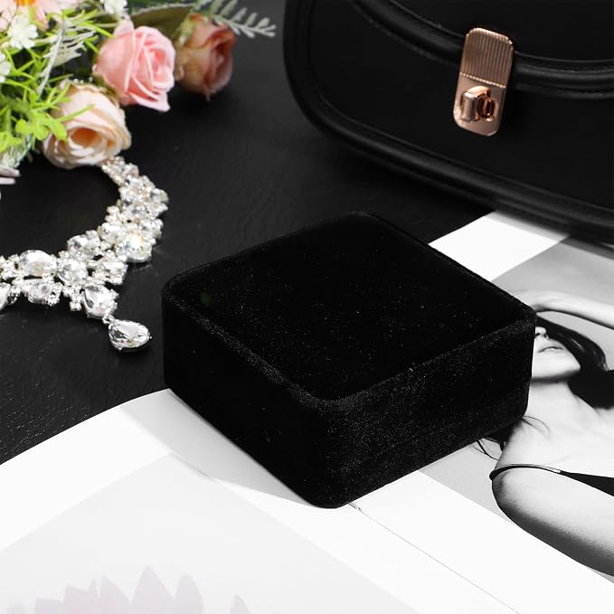 2 Pcs Velvet Bracelet Boxes for Jewelry Gift Black Bangle Boxes Classic Jewelry Box Storage Case 3.5 x 3.5 x 1.6 Inch Bangle Holder Display Case for Women Small Bracelet Necklace Storage Organizer Box - Image 4