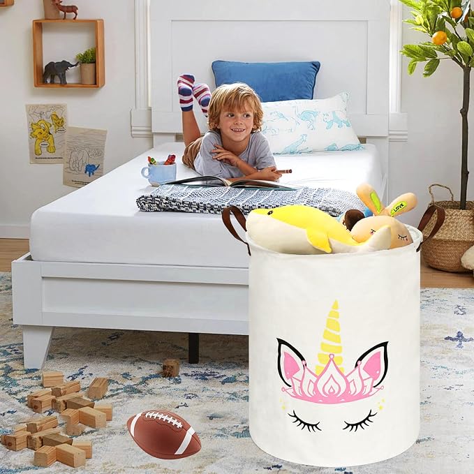 MAIZMZ Baby Waterproof Storage Basket Kids Hamper Nursery Bins Organizer Gift Toy Box Laundry Basket for Women Large Canvas Collapsible Chest for Home/Dorm/Office/Room Decor - Image 5