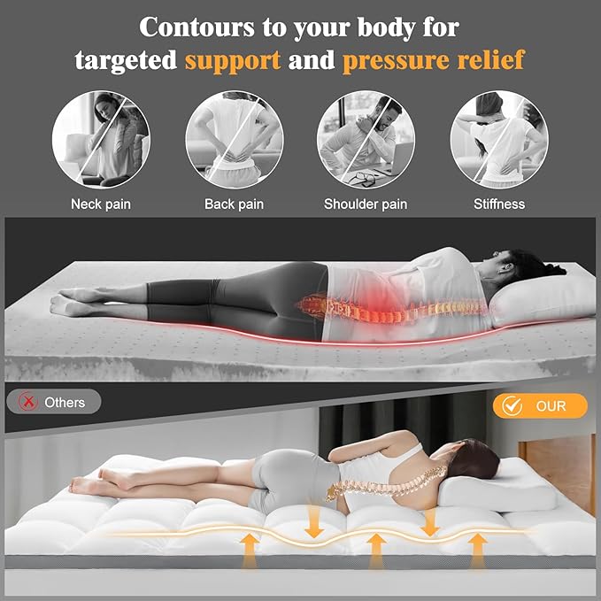 Mattress Pad King Size - 1000GSM 3D+7D Down Alternative Fill,Viscose Made from Bambu Cover,Cooling Extra Firm Pillow Top Mattress Pad for Back Pain with 6"-18" Deep Pocket (78"x80")