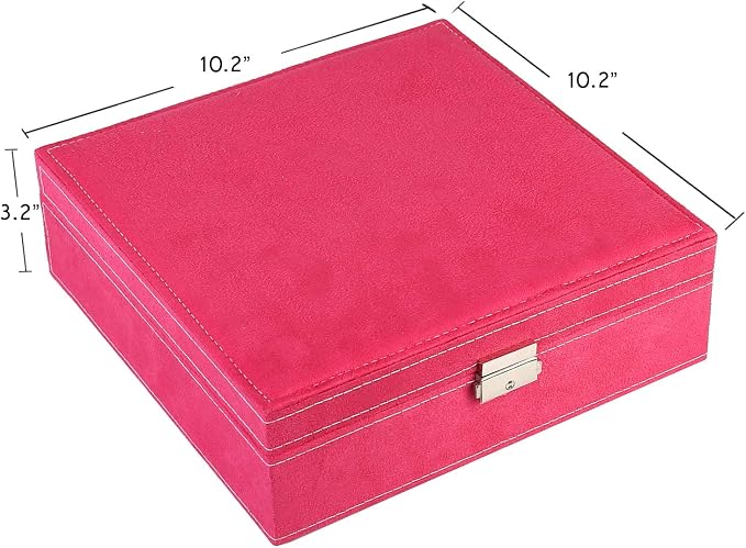 Two-Layer Jewelry Box Organizer Display Storage case with Lock (Rose) - Image 6