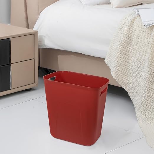 UUJOLY Plastic Small Trash Can Wastebasket, Garbage Container Basket for Bathrooms, Laundry Room, Kitchens, Offices, Kids Rooms, Dorms, 3.5 Gallon, Red - Image 2