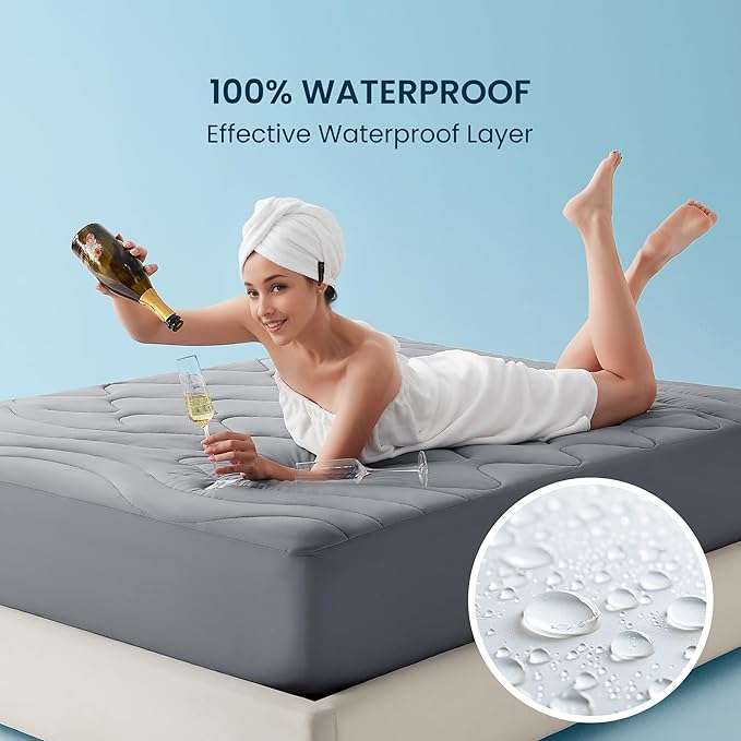 SLEEP ZONE Dual Layer 3 Inch Memory Foam Thick Mattress Topper, 2 inch Cooling Gel Memory Foam Plus 1 inch Waterproof Pillowtop Mattress Pad Cover, Comfort Support (King)