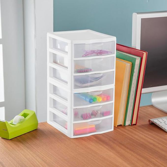 Sterilite 12-Pack Clearview 3-Drawer Cart, Small Plastic Storage Organizer Drawers, White - Organizing Drawer Containers for Bathroom, Closet, Kitchen, and Bedroom - Image 9