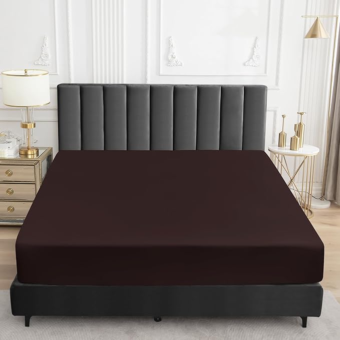 Sufdari Queen Size Mattress Protector,Waterproof Mattress Protector,Fitted Sheet Style Mattress Cover with 18" Deep Pocket,Washable and Comfortable-Chocolate,Queen