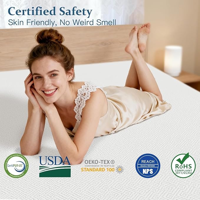 Airensky Queen Mattress Topper, Cooling Gel Infused Memory Foam Topper with Removable Skin-Friendly Cover, Bed Topper for Pressure Relief Back Pain, CertiPUR-US Certified, 2 Inch, 60"x80"