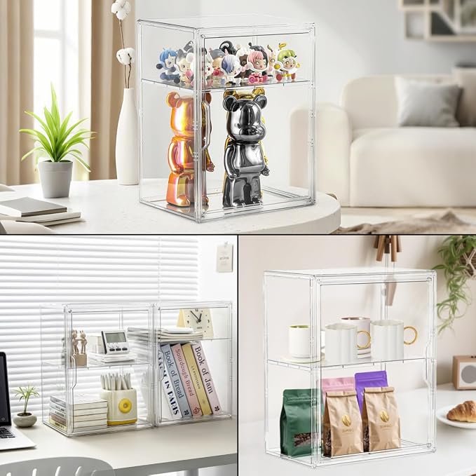 Attelite Acrylic Display Case Compatible with Labubu POP MART, Clear Stackable Plastic Storage Bins with Magnetic Lid, Display Box for Large Figures Collectibles, Cosmetic, Shoe, Perfume and Purse - Image 6