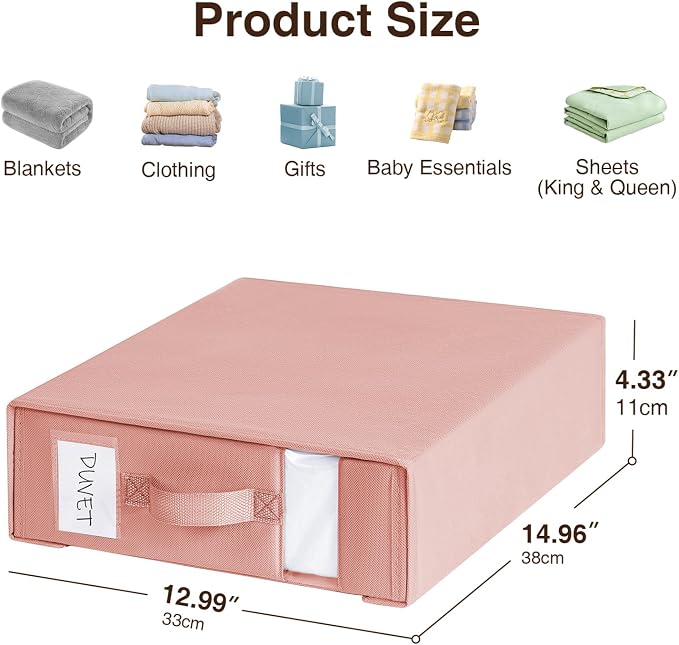 DIMJ Bed Sheet Organizers and Storage 6 Pack - Foldable Sheet Holder for Linen Bedding Storage Box for organization, Sheets Set Holder for Blanke, Towel (King & Queen Size), Pink - Image 2