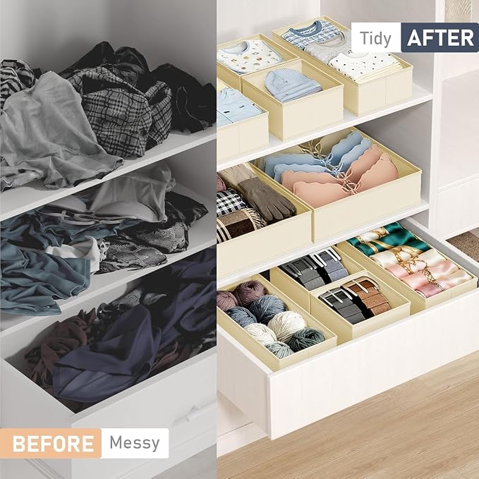 DIMJ Drawer Organizer Clothes 28 Pack - Foldable Baby Organizers and Storage Dresser Organizer for Bedroom, Closet Nursery Organization Dresser Dividers for underwear, Sock, Bra, Belt, Tie - Image 4