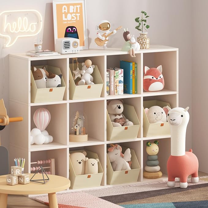 Homsorout Fabric Closet Storage Cubes - 8 Pack Square Storage Bins with Dual Handles for Clothes, Towels, Toys, Cube Storage Organizers for Bedroom, Nursery, Shelves, Closet, Small Spaces, Light Beige - Image 8