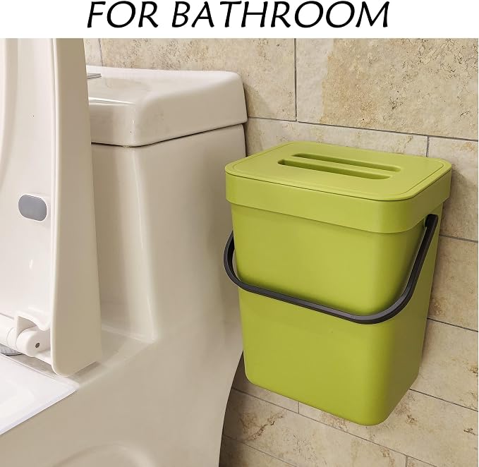 stonespace Small Kitchen Trash Can with Lid, Compost Bin Indoor Kitchen Sealed, Under Sink Trash Can, 5 L/1.3 Gallon Plastic Trash Bin, Green - Image 5