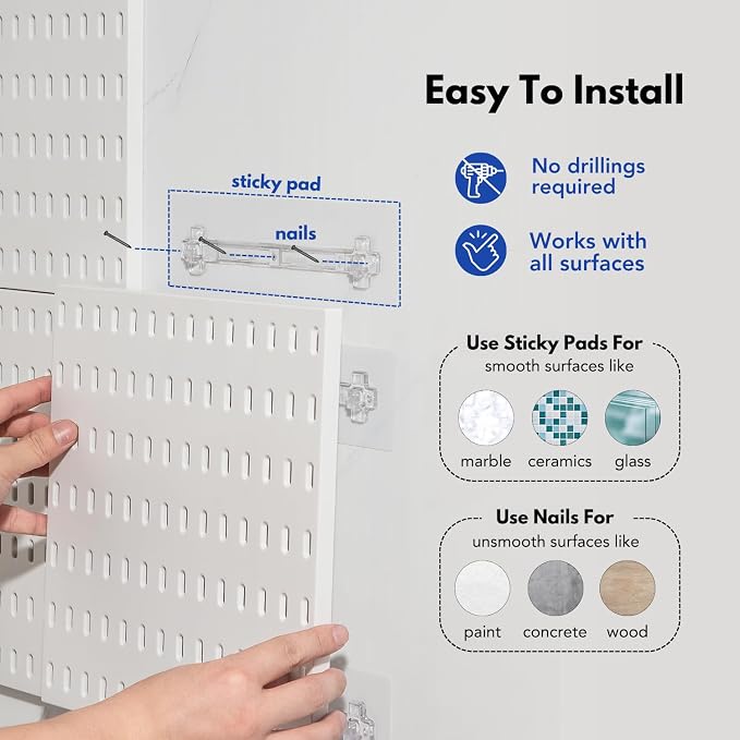 Keepo Peg Board Wall Organizer – Plastic Pegboard Panels, Modular Peg Board Storage System for Home Office, Craft Room, Gaming Setup (Tan Brown, 22″×22″) - Image 6