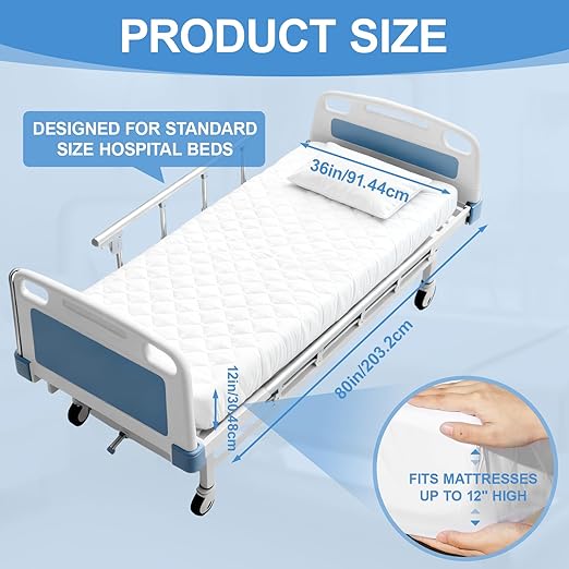 Lounsweer 3 Pack Waterproof Hospital Mattress Cover, 80x36x12in White Fitted Bed Sheet Protectors, Incontinence Protection Leakproof Breathable for Elderly, Adults Home Hospital Beds