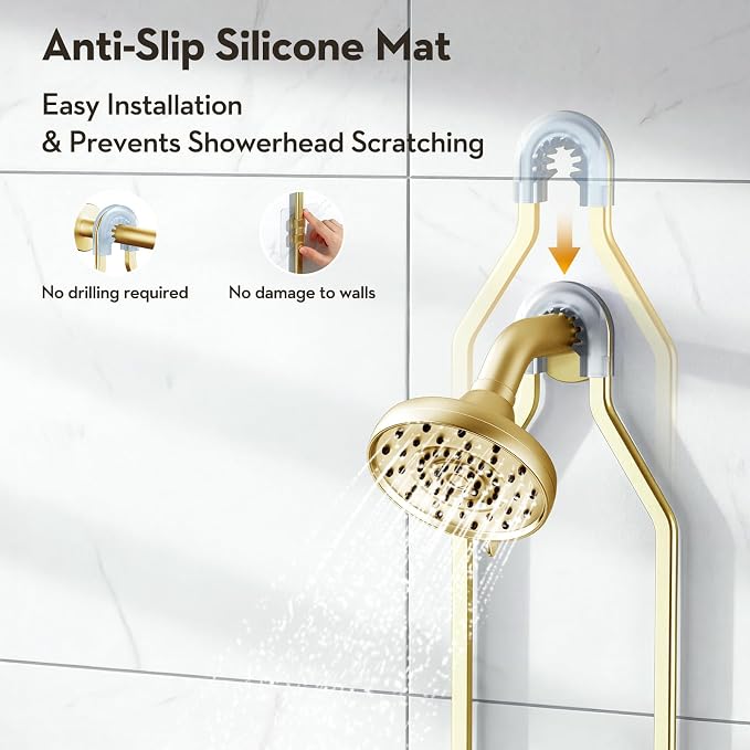 Shower Caddy Hanging, Shower Organizer Hanging, Aluminum Shower Racks for Inside Shower with Hooks for Razor, Never Rust Bathroom Organizers and Storage with Soap Holder, Gold - Image 7