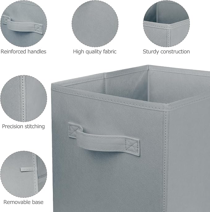 3 Pcs Storage Cubes, 10.5 Inch Collapsible Storage Bins, Fabric Foldable Bins for Organization, Durable Storage Bins for Closet, Shelves, Offices (Grey) - Image 8