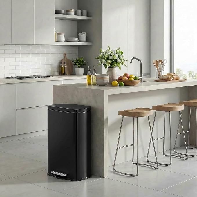 13.2 Gal Kitchen Trash Can, 50L Recycling or Garbage Bin, Brushed Stainless Steel Waste Basket, Soft&Quiet Close Dustbin, with Step-On Pedal, Removable Inner Bucket, for Home, Office, Living Room - Image 7