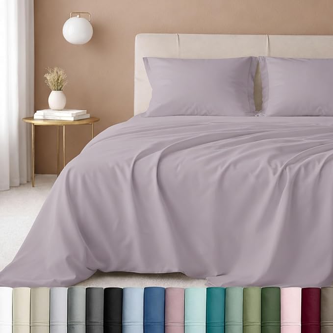 California Design Den King Size Sheet Set - 100% Cotton, Luxury 600 Thread Count Deep Pocket King Sheets, Durable Bedding with Sateen Weave - Lavender