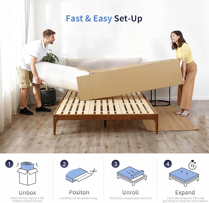 FDW | 6 Inch Twin Mattress | Medium Firm | Gel Memory Foam Mattress | White | Bed in a Box, CertiPUR-US Certified | Pressure Relief, Cooling Ventilated Foam | Washable Removable Cover