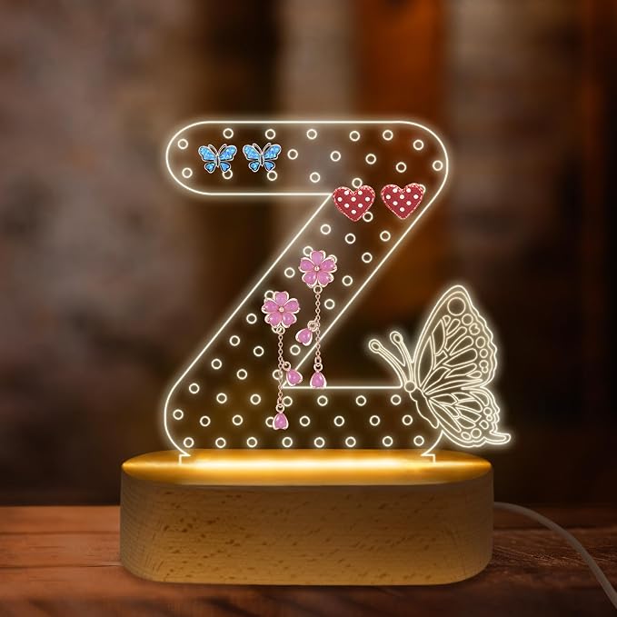 COSHAYSOO Earring Holder Organizer for Women New Mom First Time Mom to be Gift Ideas Mothers Day Birthday Gifts Nursery Decor Breastfeeding Essentials, LED Night Light Initial Letter Z by COSHAYSOO