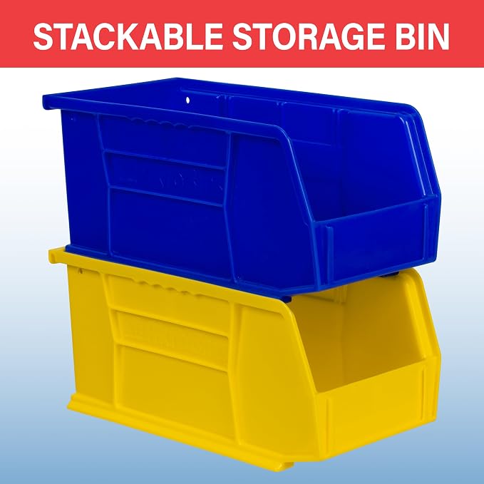 Akro-Mils 30230 AkroBins Plastic Storage Bins, Space-Saving Stackable Bins for Garage, Pantry, Craft Organization, 11" x 5" x 5", Yellow, 12-Pack - Image 5