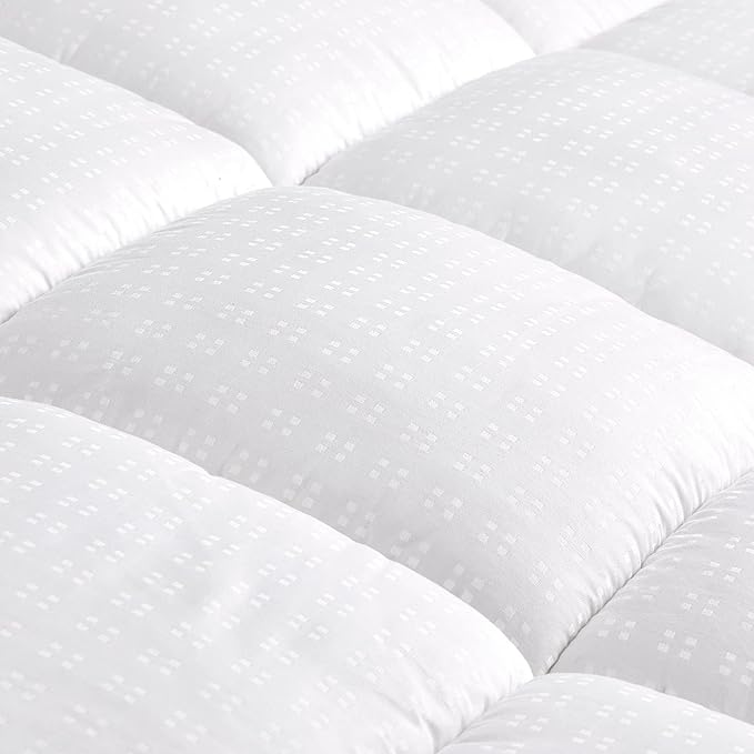 SLEEP ZONE Full Cotton Mattress Topper, Ultra Fluffy Soft Mattress Pad Pillowtop Cooling Mattress Cover Fits 8-21 inch Deep Pocket, White