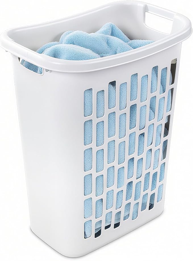 1.8 Bushels Capacity (63.4L) 3-Pack Tall & Slim Open Heavy-Duty Plastic Laundry Hamper with Reinforced Handles for Easy Clothes Transport, Ideal for Closets, Dorm, Laundry Room & Bathroom, White - Image 5