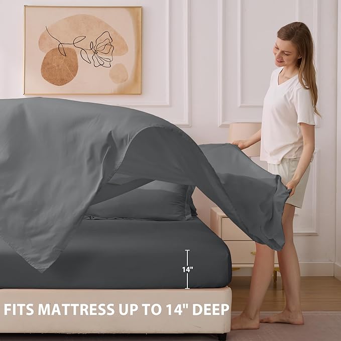 Twin XL Comforter Set Dark Grey - Bed in a Bag Twin XL Size 5 Pieces, Soft Bedding Set for All Seasons, Premium College Dorm Comforter Set with Comforter, 1 Sheet, 1 Pillowcase & 1 Sham