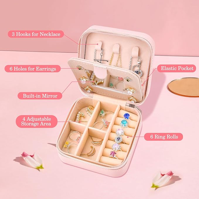 Inngeroo Mothers Day Mom Gifts for Wife Daughter Grandma, Travel Jewelry Case Box Organizer, Personalized Gifts for Women Teen Girls Mom Aunt Sister, Bridesmaid Gifts Traveling Essentials, Initial S - Image 2