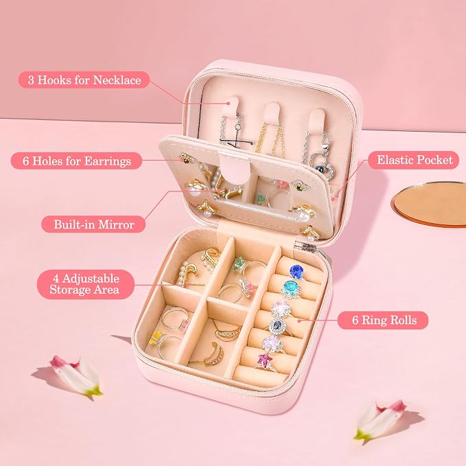 Inngeroo Christmas Gift for Women, Christmas Travel Jewelry Case Box Organizer Personalized Gifts for Mom Wife Women, Gift for Friend Sister Grandma Aunt - Image 5