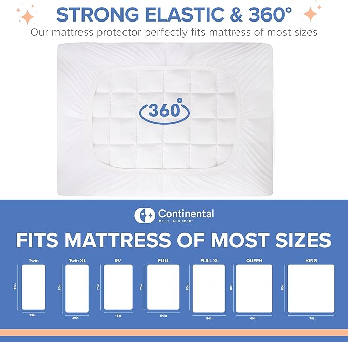 Continental Bedding Arctic Breeze Cooling Waterproof Mattress Pad Protector 18 Inch Deep Pocket