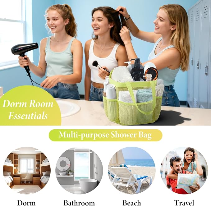 Attmu Mesh Shower Caddy Portable, Quick Dry Hanging Shower Tote Bag for College Dorm Room Essentials, Large Capacity Caddy Dorm for Bathroom Gym Swimming - Image 2