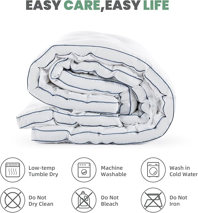 BDEUS King Mattress Pad, Four Leaf Clover Soft Mattress Protector Cover with 21" Deep Pocket for Back Pain Relief, 3D+7D Down Alternative Fill Overfilled, White