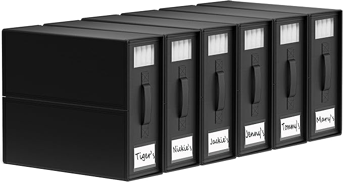 SheetCube Bed Sheet Organizers and Storage 6 Pack, Foldable Linen Closet Organizer with Window and Label, Bedding Folder Storage Box Container for Blanket, Duvet Cover Set, Bed Sheet Set - Black by SUOCO
