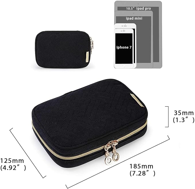 BAGSMART Travel Jewelry Organizer Case Small Jewelry Roll for Journey-Rings, Necklaces, Earrings, Bracelets, Black - Image 5