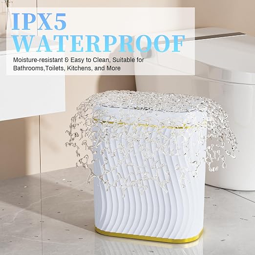 Bathroom Small Trash Can with Automatic Touchless Lid, 2.6 Gallon Smart Garbage Can Narrow Waterproof Trash Bin for Bedroom, Office, Living Room - Image 5