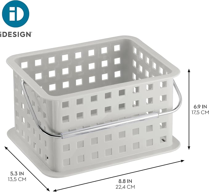 iDesign Shower Caddy Basket with Handle for Bathroom or College Dorm, Light Gray, Made in USA - Image 4