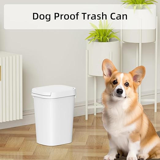 KSSKSS 3 Pack Bathroom Small Trash Can with Lid, 2.6 Gallon Slim Garbage Bin with Pop-Up Lid, 10L Plastic Wastebasket for Bedroom, Office, Kitchen, Toilet (White) - Image 4