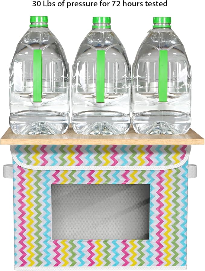 Univivi Fabric Foldable Storage Boxes [4-Pack] Large Collapsible Stackable Storage Bins with Lids, Closet Organizers and Storage Cube Basket for Home, Office, Bedroom (Colorful, 17”x 12” x 12”) - Image 3