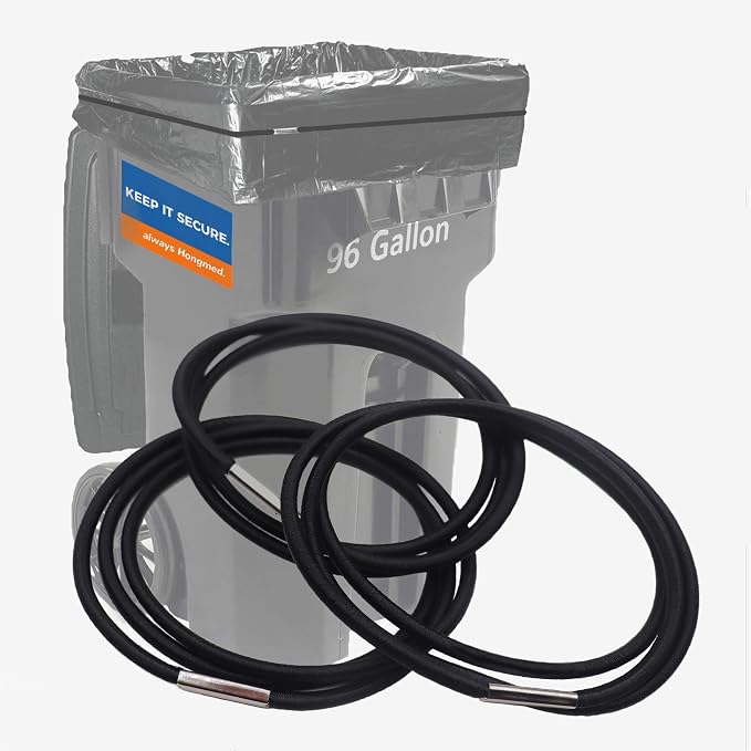 Large Rubber Bands for Garbage Can Set of 3, Fits 55, 65, 96 Gallon Trash Cans, Hongmed Trash Can Rubber Bands Durable for Kitchen Trash Bags, Heavy Duty Moving Bands in Black. by Hongmed