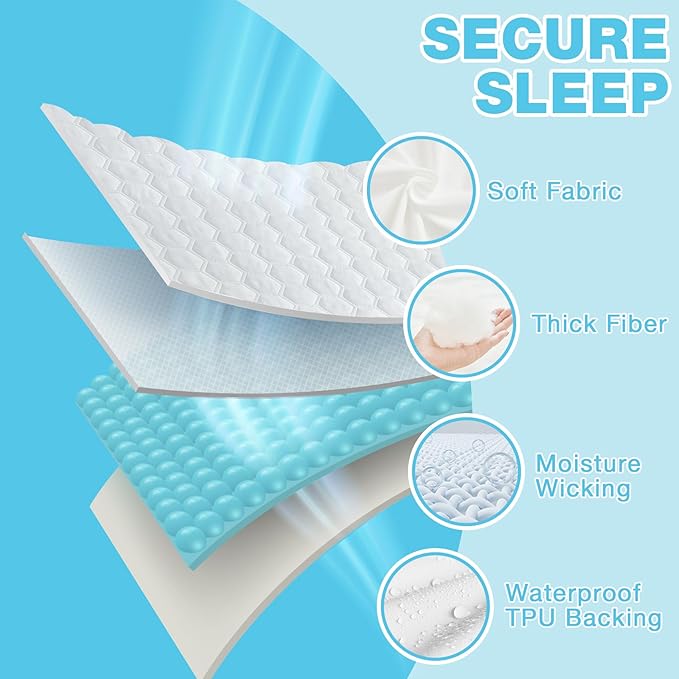 Queen Size Mattress Protector Waterproof Incontinence Bed Cover Mattress Pad Washable Cooling Hypoallergenic Soft Breathable Quilted Mattress Cover with Deep Pockets to 21 inches