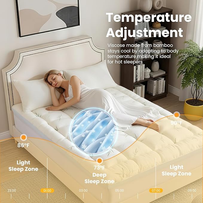 Mattress Toppers, Premium Dual Gel Memory Foam Topper for Enhanced Sleep, Cooling & Breathable Comfort, Pressure Relief, Medium Firm Support for All Sleepers, CertiPur-US Certified, Full