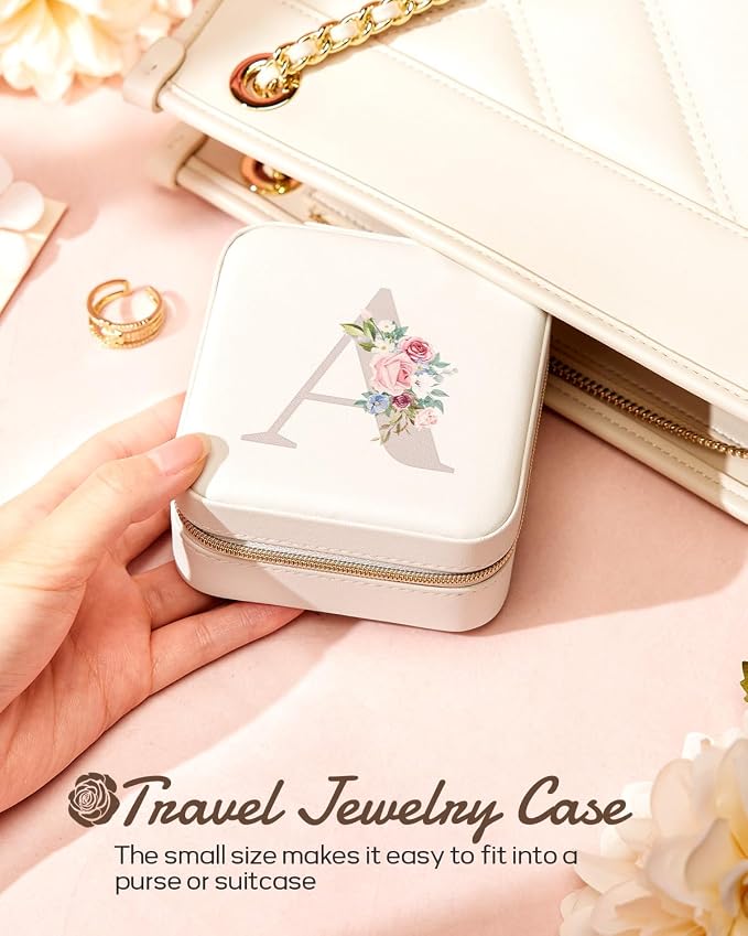 Enthralite Travel Jewelry Box for Girls: Traveling Jewelry Case Gift for Women - Mini Organizer for Necklaces Earrings White Z - Image 5