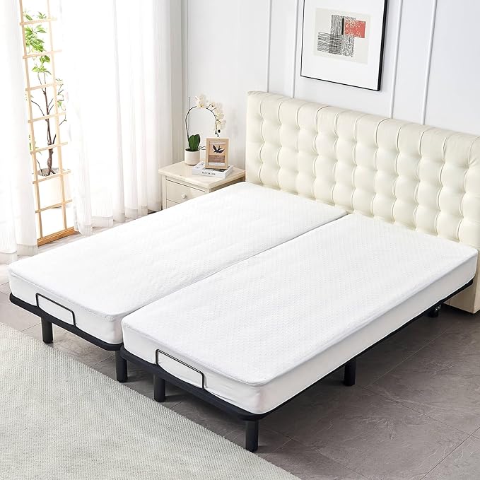Bamboo Viscose Cooling Split King Mattress Protector for Adjustable Bed Waterproof Soft Breathable Fitted Matress Cover Pad