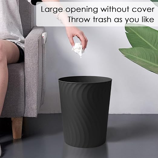 YGJT Small Trash Can, 3 Pack 1.8 Gallons Bathroom Trash Can, Slim Waste Basket, Round Garbage Can, Plastic Trash Bin for Kitchen, Dorm, Bedroom, Office, Living Room, Study, Compact Spaces(Black) - Image 3