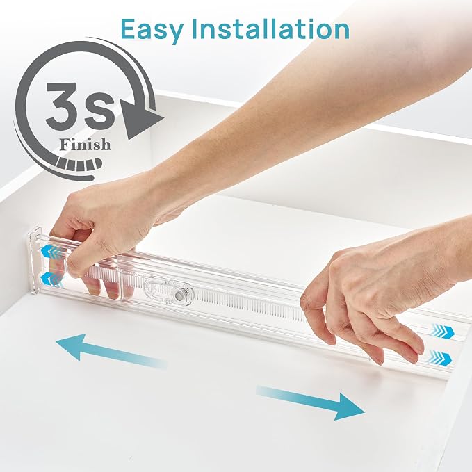 Vtopmart 4 Pack 2.36" Short Upgrade Drawer Dividers for Kitchen Drawer, 12.8"-22.3" Expandable Kitchen Drawer Organizer, Clear Plastic Organizer Separator for Flatware, Utensil, Cutlery, Underwear - Image 5