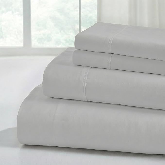 Modern Threads Soft Microfiber Solid Sheets - Luxurious Microfiber Bed Sheets - Includes Flat Sheet, Fitted Sheet with Deep Pockets, & Pillowcases Vapor Blue California King