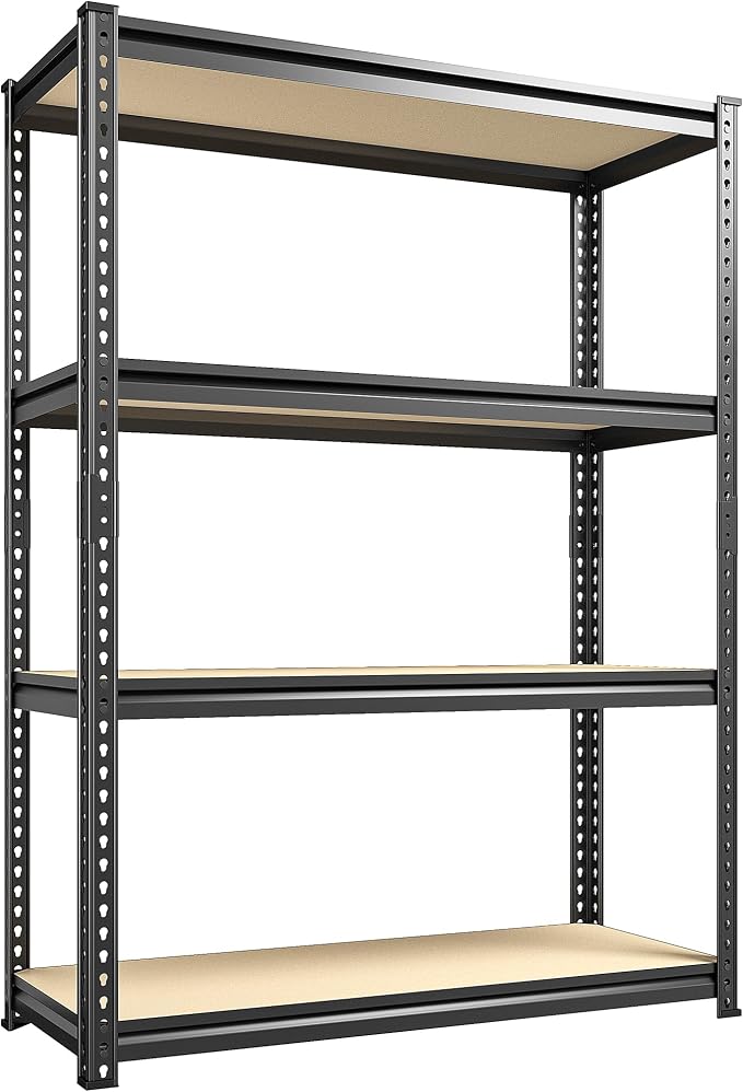 REIBII Storage Shelves Adjustable Metal Shelving 1600LBS Garage Shelves Industrial Metal Shelves 4 Tier Garage Shelving for Warehouse Basement Kitchen Pantry Closet, 11.8" D x 23.6" W x 56.7" H by REIBII