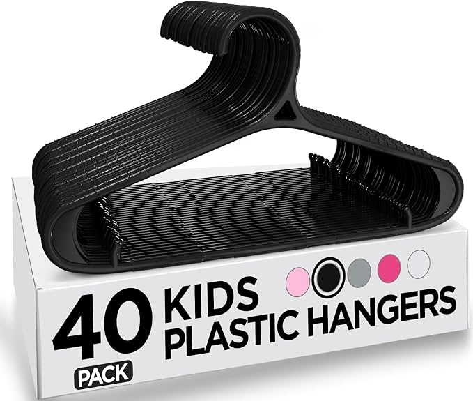 Utopia Home Kids Hangers - 11 Inch Plastic Baby Hangers for Closet - Infant or Childrens Hangers for Clothes 40 Pack (Black) by UTOPIAHOME